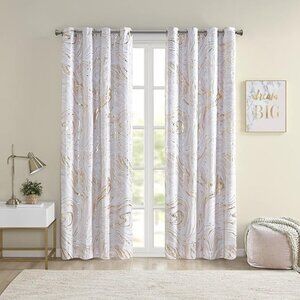 Intelligent Design Rebecca Total Blackout Curtains Metallic Marble Print